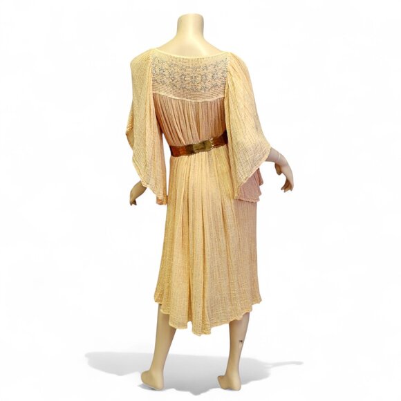 Vintage 1970s Gauze Cotton Dress with Metallic Threads - Picture 4 of 15